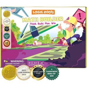 New Logic Roots Math Builder Think Build Plan Win 8+ ages 2-4 players 20 Minutes